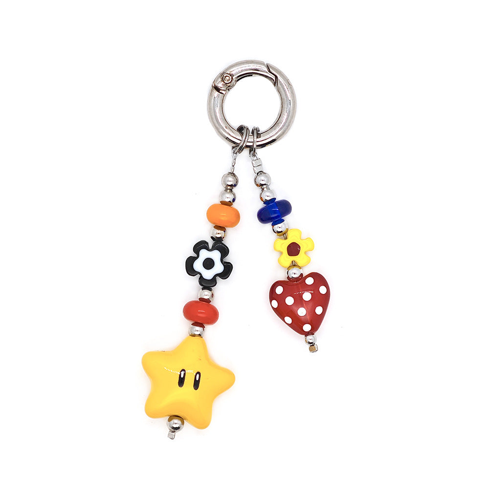 Wholesale Street Dopamine Colorful Beaded Keychain